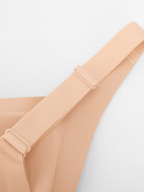 Wholesale Wireless Seamless Plunge Bra W Jelly Strip Support Wide Side Panel Half Fixed Cups