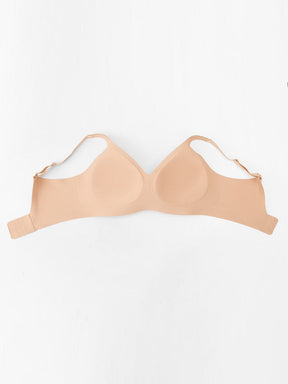 Wholesale Wireless Seamless Plunge Bra W Jelly Strip Support Wide Side Panel Half Fixed Cups