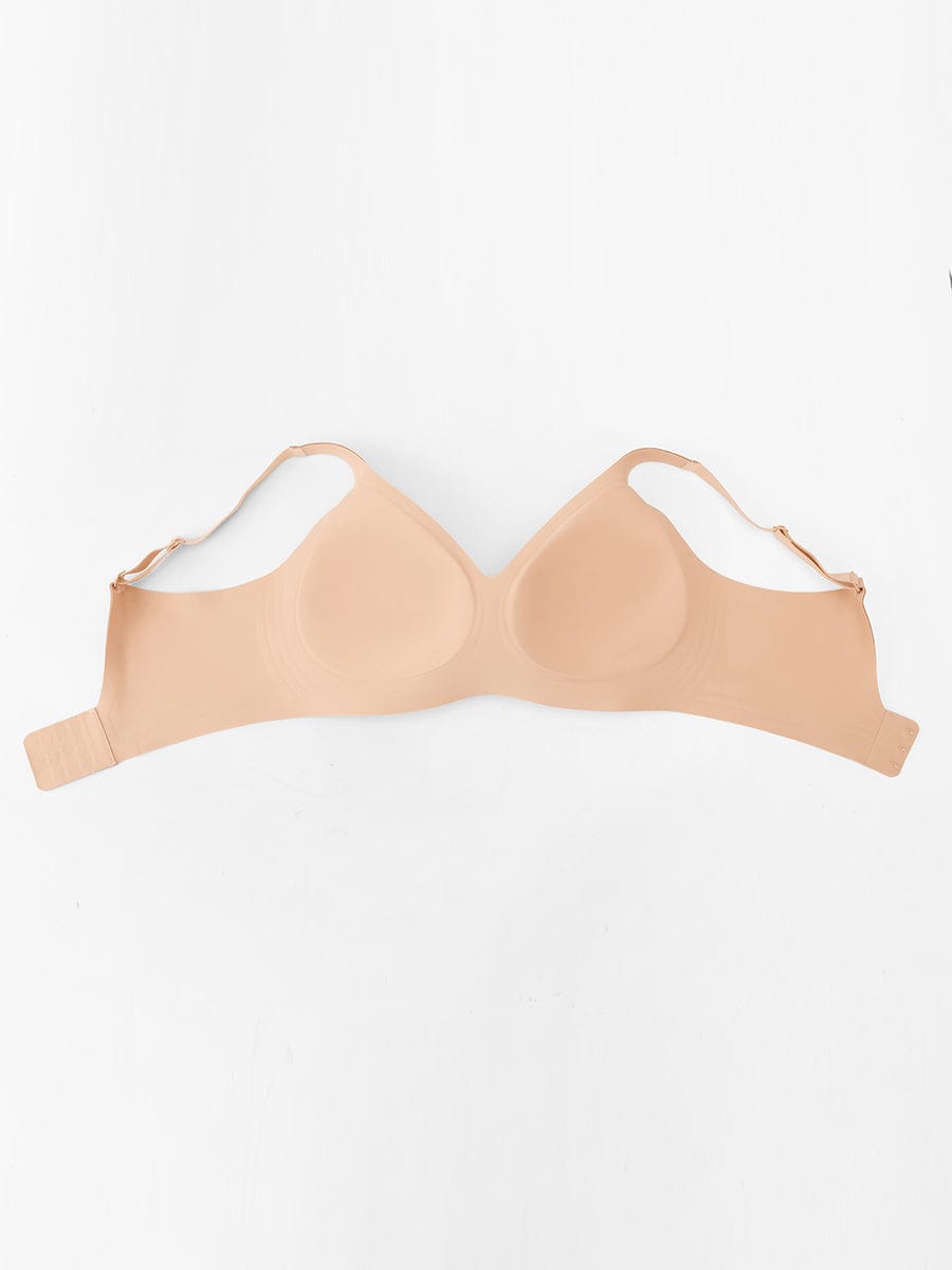 Wholesale Wireless Seamless Plunge Bra W Jelly Strip Support Wide Side Panel Half Fixed Cups