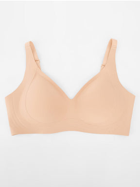 Wholesale Wireless Seamless Plunge Bra W Jelly Strip Support Wide Side Panel Half Fixed Cups