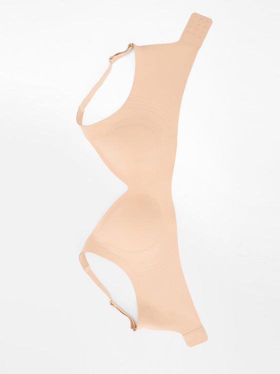 Wholesale Wireless Seamless Plunge Bra W Jelly Strip Support Wide Side Panel Half Fixed Cups