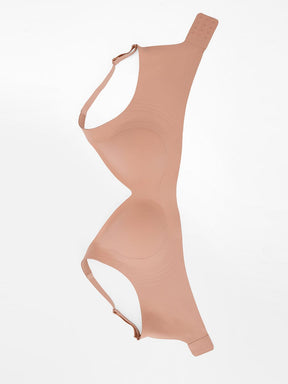 Wholesale Wireless Seamless Plunge Bra W Jelly Strip Support Wide Side Panel Half Fixed Cups