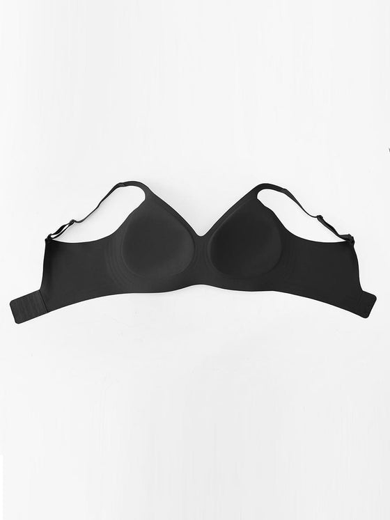 Wholesale Wireless Seamless Plunge Bra W Jelly Strip Support Wide Side Panel Half Fixed Cups