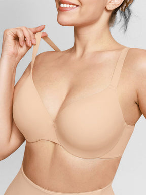 Wholesale Seamless Underwire T Shirt Push Up Demi Bra with Adjustable Shoulder Strap