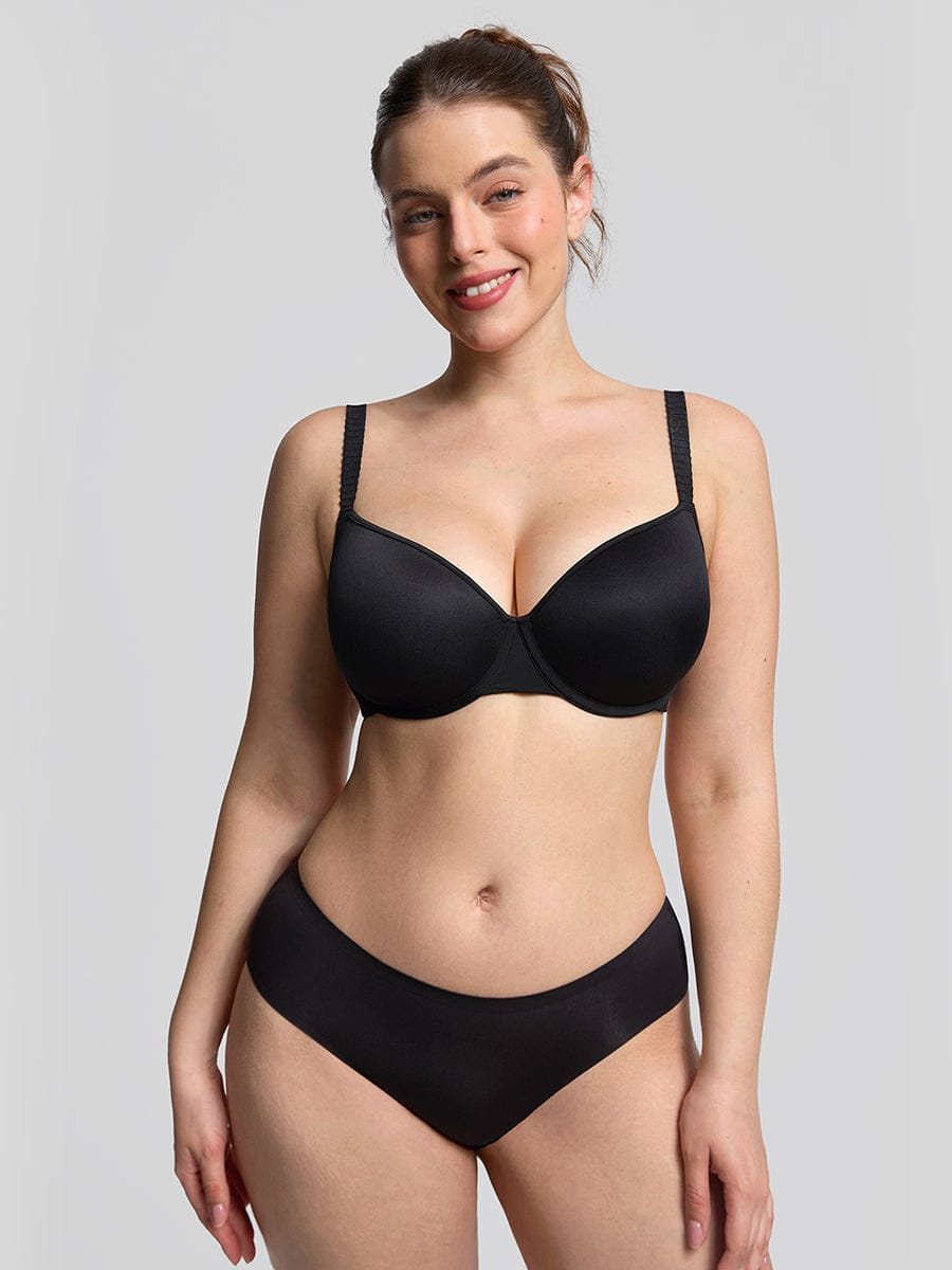 Wholesale Comfortable Invisible Memory Foam Lightly Lined Demi T Shirt Bra High Support Underwire Bra