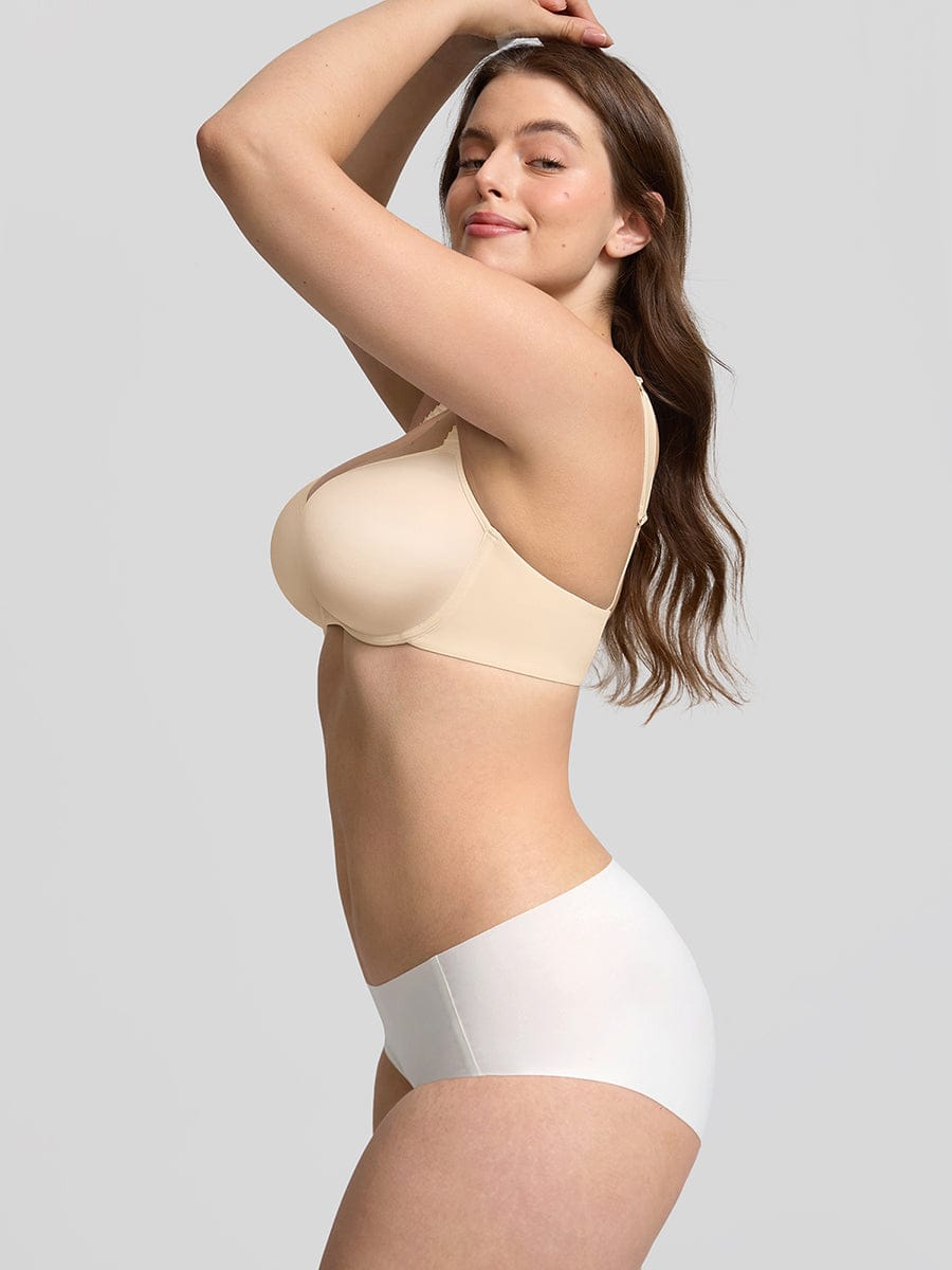 Wholesale Comfortable Invisible Memory Foam Lightly Lined Demi T Shirt Bra High Support Underwire Bra