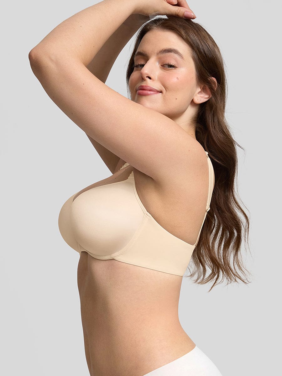 Wholesale Comfortable Invisible Memory Foam Lightly Lined Demi T Shirt Bra High Support Underwire Bra