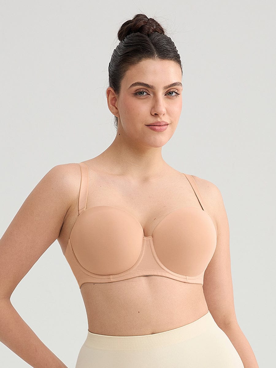 Wholesale Strapless Non-slip Gathering Bust Support Underwire 1/2 Cup Bra