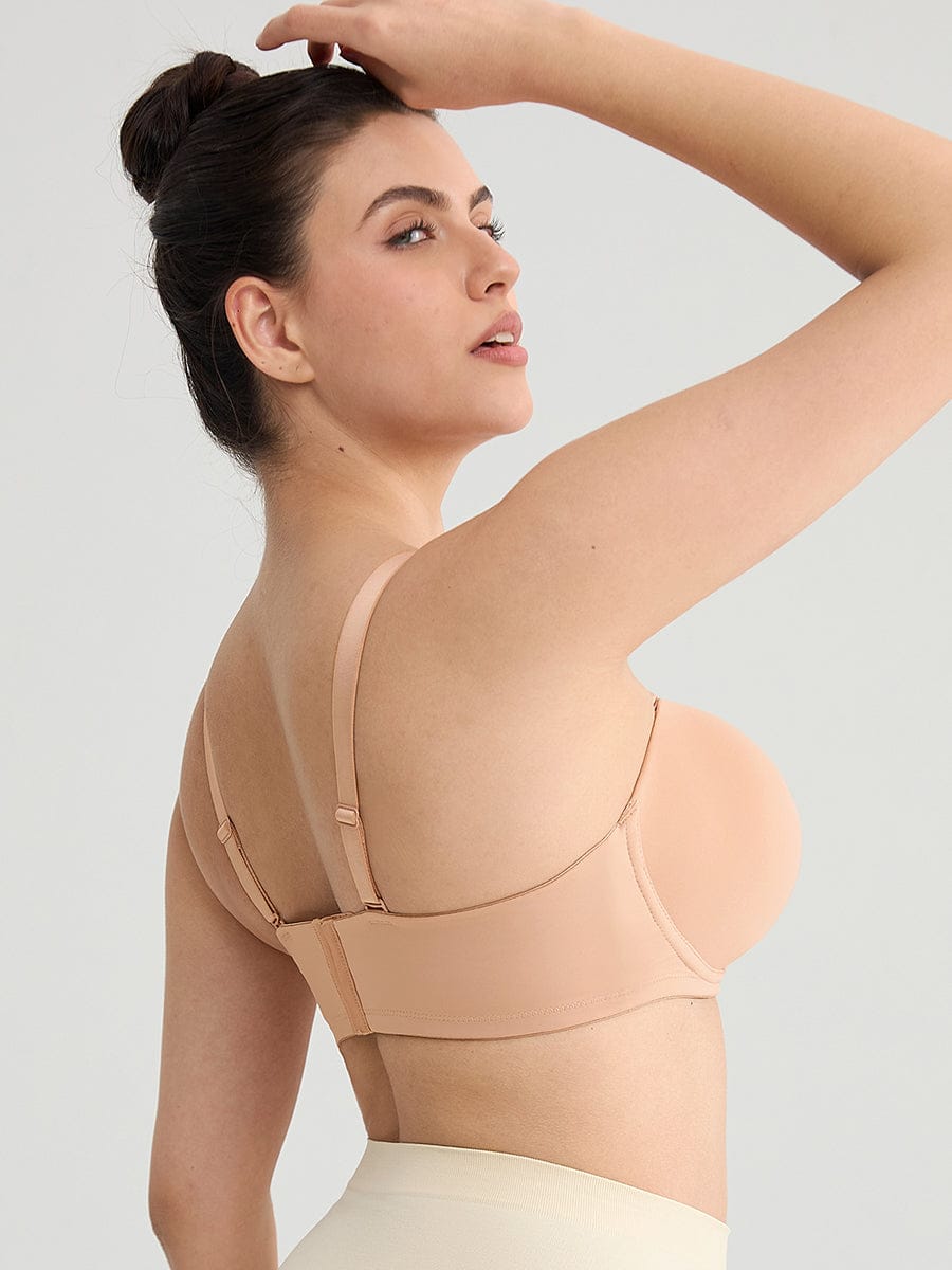 Wholesale Strapless Non-slip Gathering Bust Support Underwire 1/2 Cup Bra