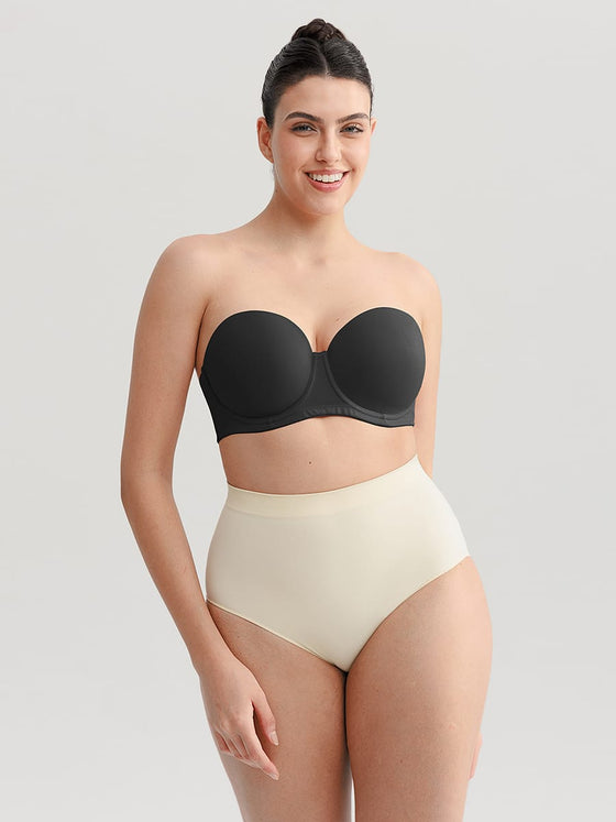 Wholesale Strapless Non-slip Gathering Bust Support Underwire 1/2 Cup Bra