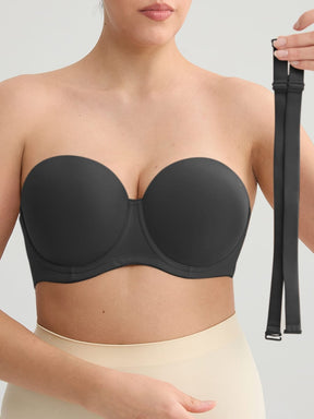 Wholesale Strapless Non-slip Gathering Bust Support Underwire 1/2 Cup Bra