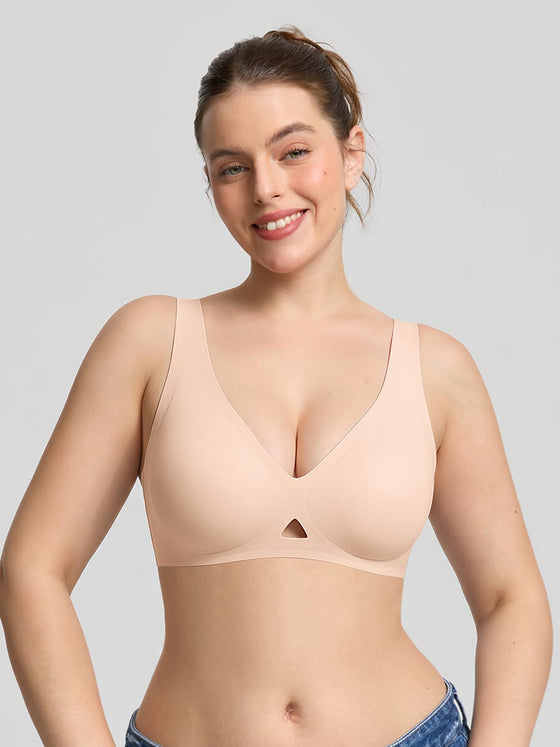 Wholesale Cut Out Wireless Bra Seamless Jelly Support Everyday T Shirt Bra for Big Chest