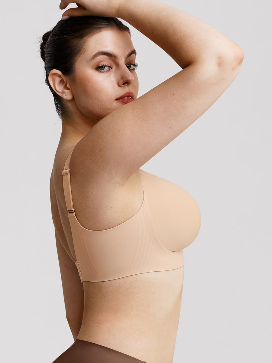 Wholesale Jelly Gel Fish Tail Support Wireless Full Coverage Bonded T Shirt Bra with Wide Straps