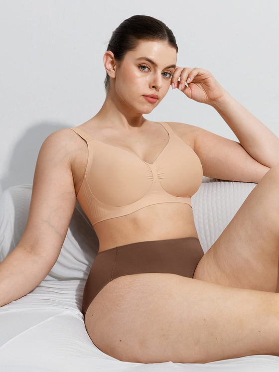 Wholesale Jelly Gel Fish Tail Support Wireless Full Coverage Bonded T Shirt Bra with Wide Straps