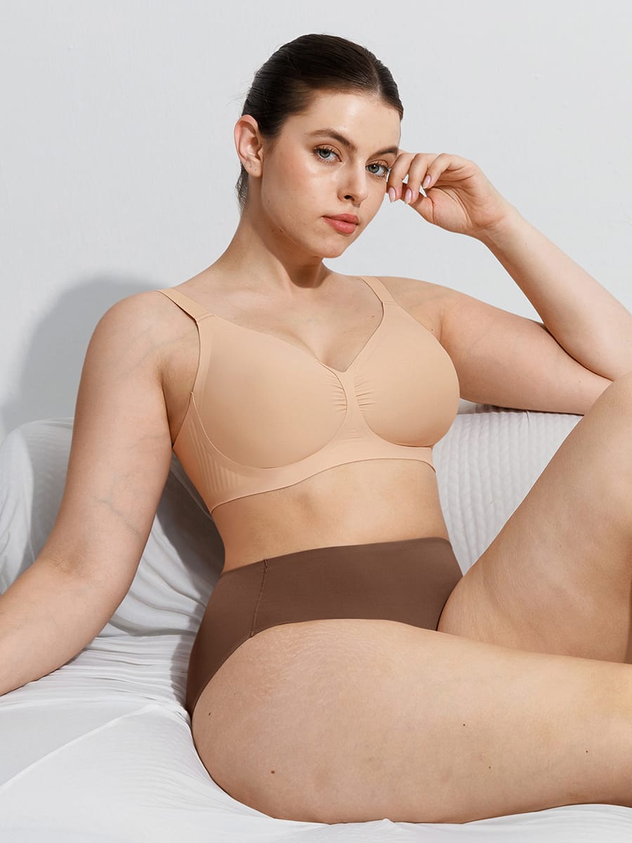 Wholesale Jelly Gel Fish Tail Support Wireless Full Coverage Bonded T Shirt Bra with Wide Straps