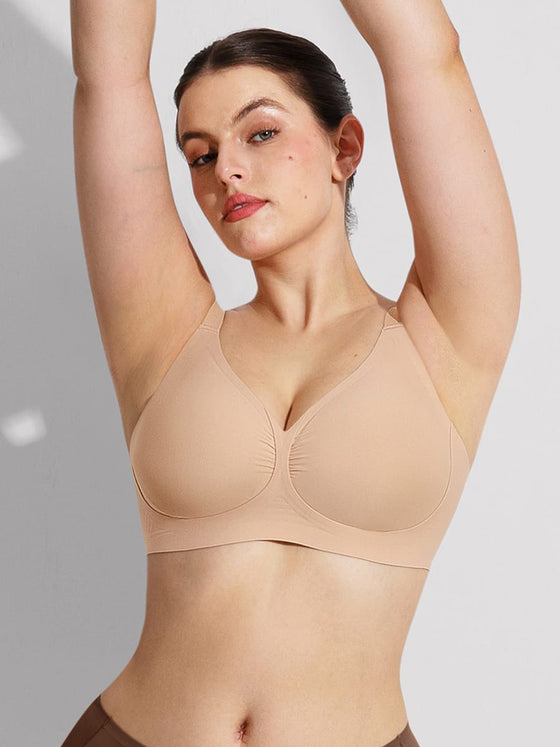 Wholesale Jelly Gel Fish Tail Support Wireless Full Coverage Bonded T Shirt Bra with Wide Straps