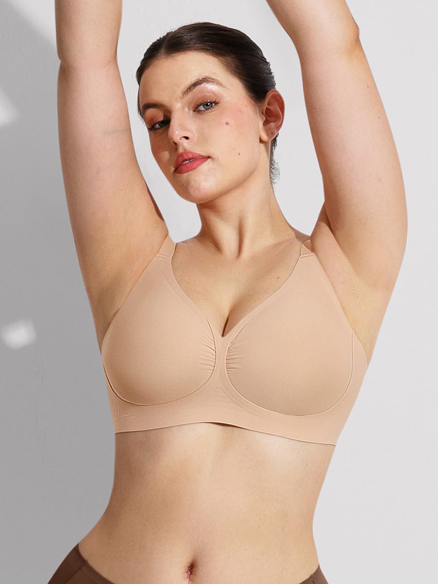 Wholesale Jelly Gel Fish Tail Support Wireless Full Coverage Bonded T Shirt Bra with Wide Straps