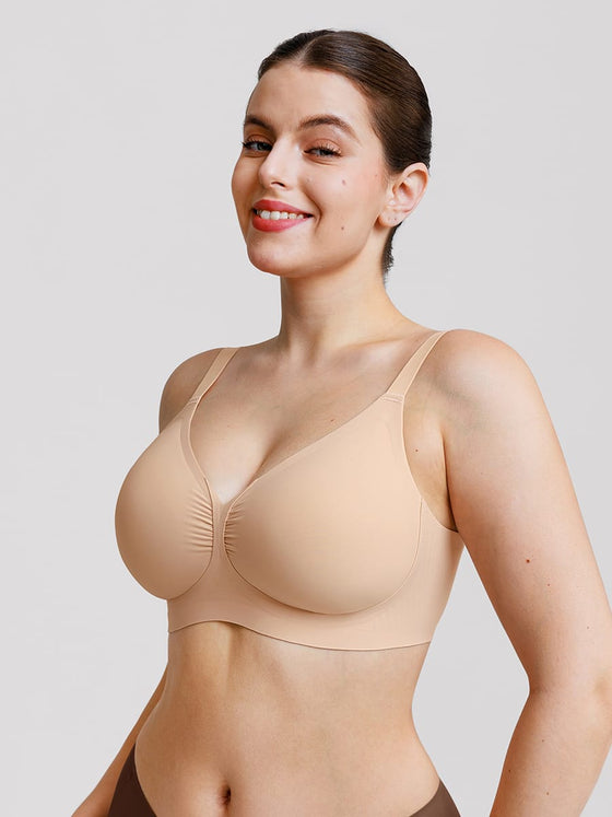 Wholesale Jelly Gel Fish Tail Support Wireless Full Coverage Bonded T Shirt Bra with Wide Straps