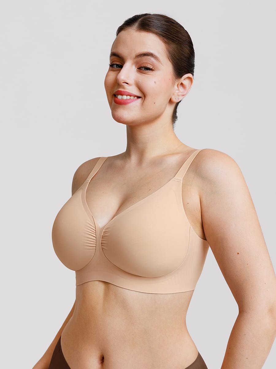 Wholesale Jelly Gel Fish Tail Support Wireless Full Coverage Bonded T Shirt Bra with Wide Straps