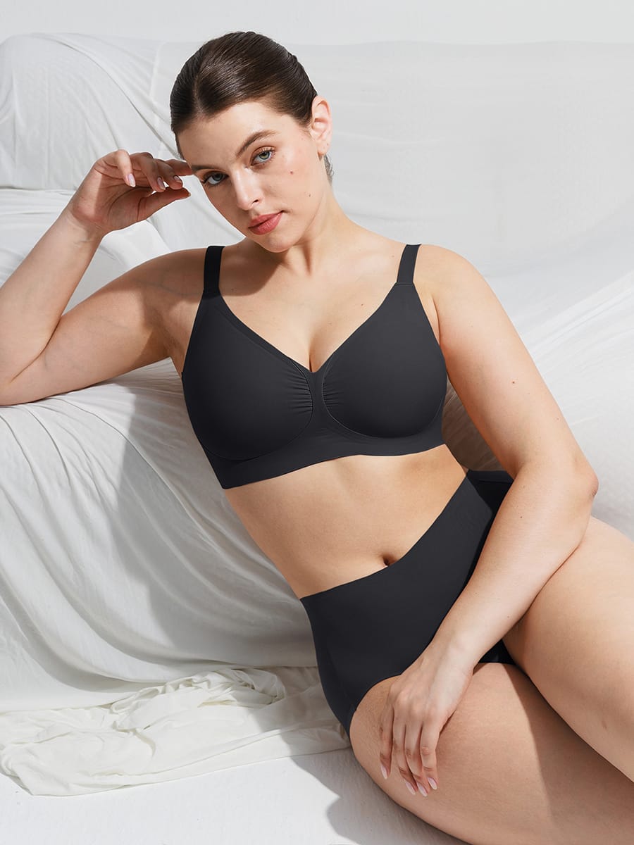 Wholesale Jelly Gel Fish Tail Support Wireless Full Coverage Bonded T Shirt Bra with Wide Straps