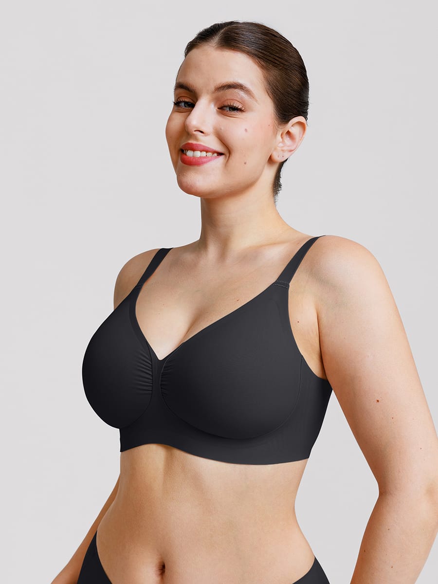 Wholesale Jelly Gel Fish Tail Support Wireless Full Coverage Bonded T Shirt Bra with Wide Straps