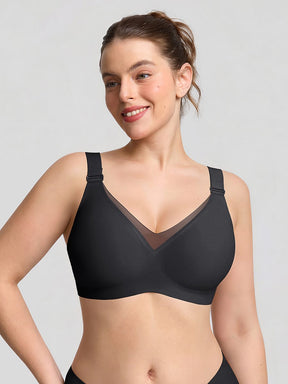 Wholesale Mesh Neckline Full Coverage Bra Seamless Jelly Support Wireless Bra