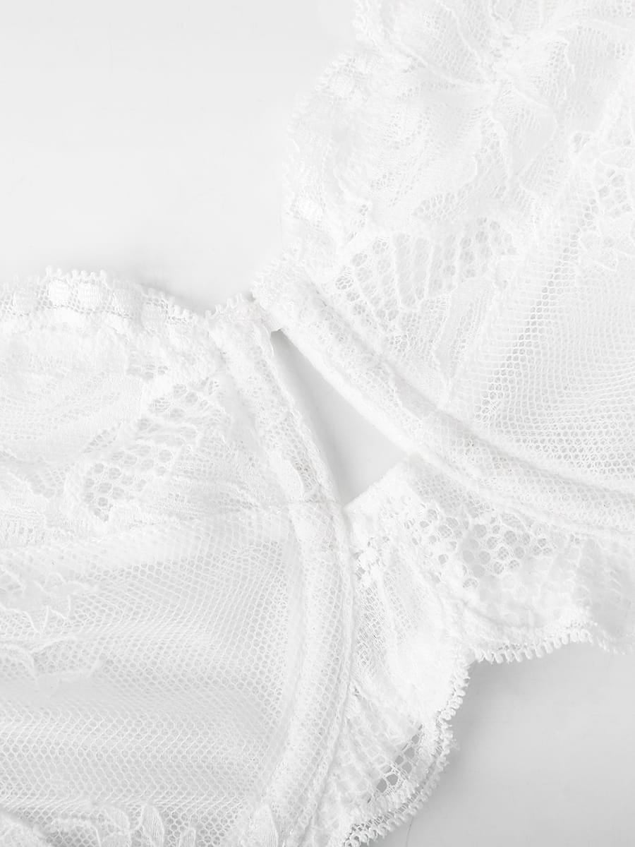 Wholesale Unlined Underwire  Sheer Floral Mesh Lace Bra SPU