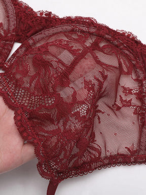 Wholesale Unlined Underwire  Sheer Floral Mesh Lace Bra SPU