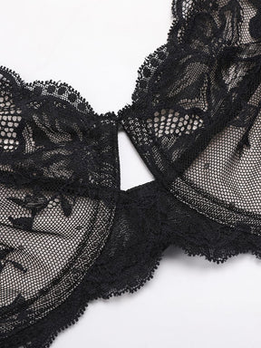 Wholesale Unlined Underwire  Sheer Floral Mesh Lace Bra SPU