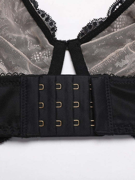 Wholesale Unlined Underwire  Sheer Floral Mesh Lace Bra SPU