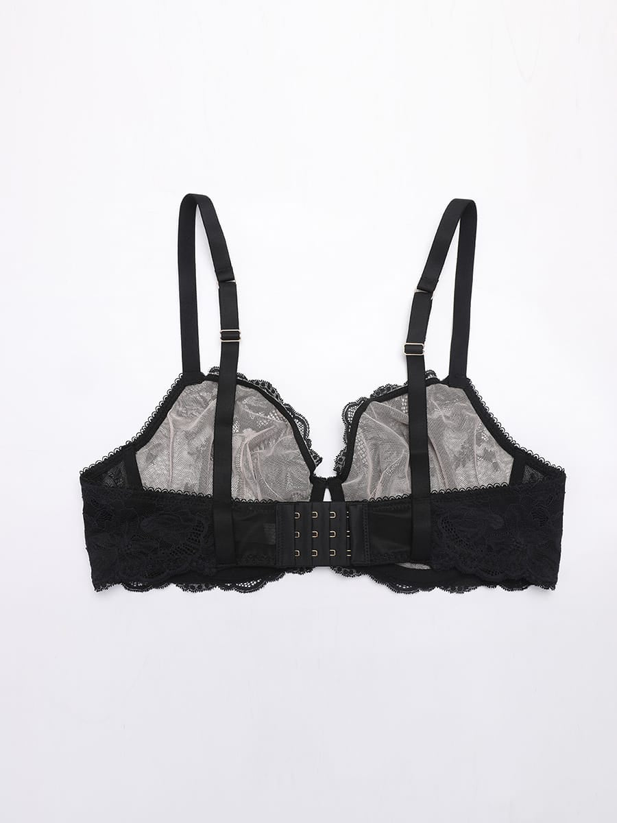 Wholesale Unlined Underwire  Sheer Floral Mesh Lace Bra SPU