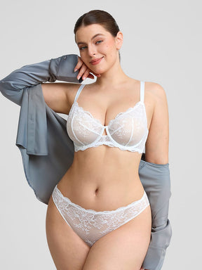 Wholesale Unlined Underwire  Sheer Floral Mesh Lace Bra SPU