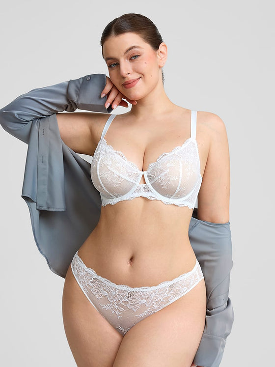 Wholesale Unlined Underwire  Sheer Floral Mesh Lace Bra SPU