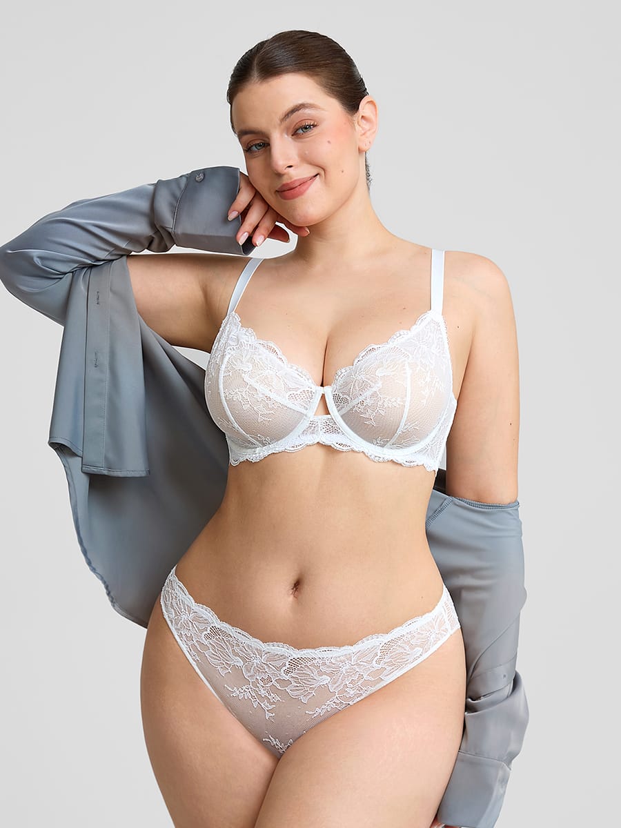 Wholesale Unlined Underwire  Sheer Floral Mesh Lace Bra SPU