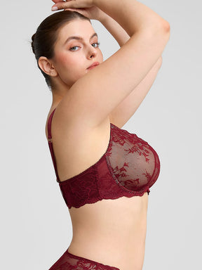 Wholesale Unlined Underwire  Sheer Floral Mesh Lace Bra SPU