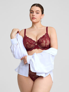 Wholesale Unlined Underwire  Sheer Floral Mesh Lace Bra SPU