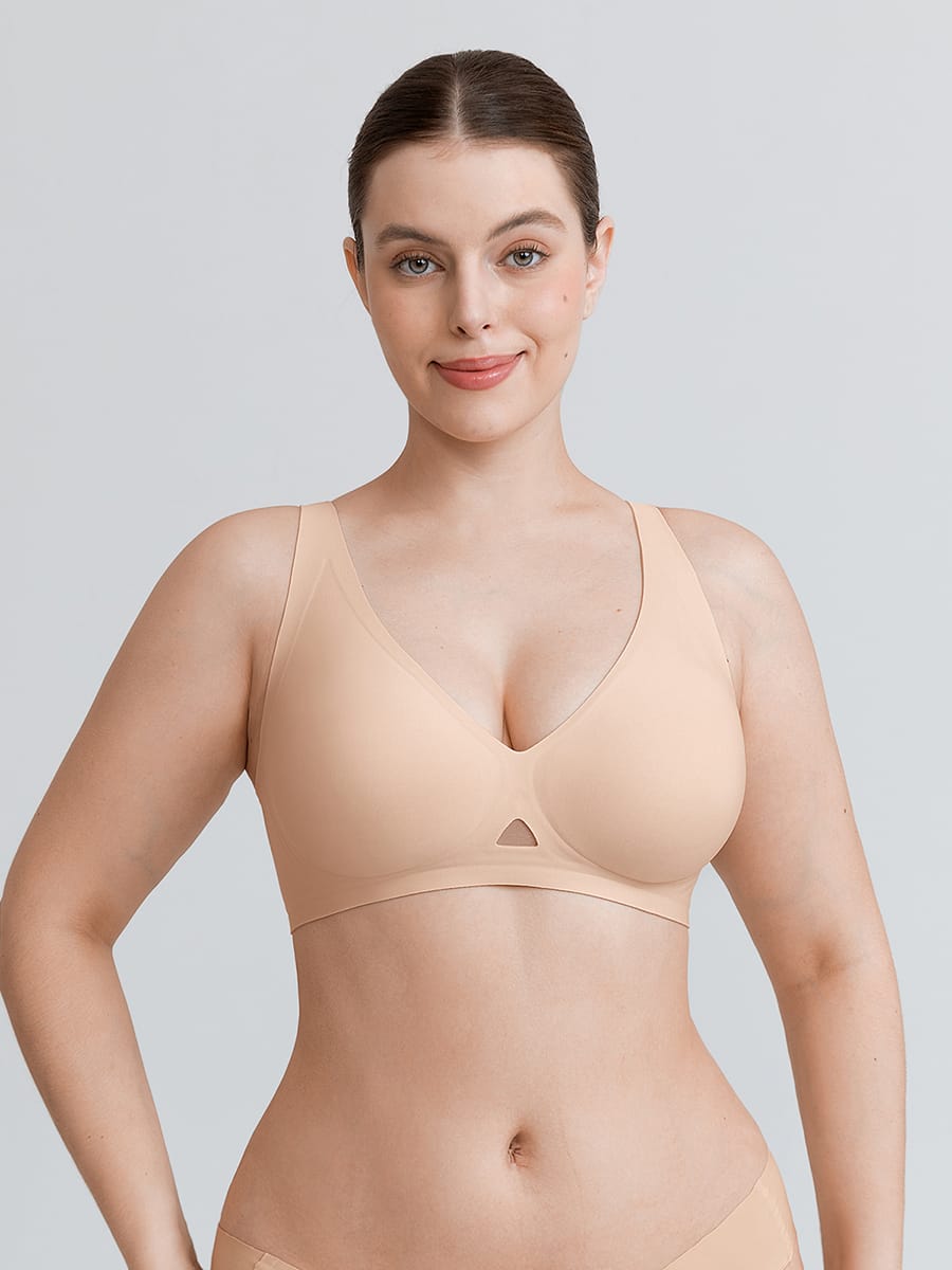 Wholesale Cut Out Wireless Bra Seamless Jelly Support Everyday T Shirt Bra for Big Chest SPU