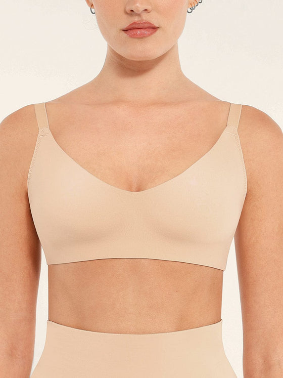Wholesale Seamless Comfort Underarm Smoothing V-Neck Bralette with Adjustable Straps