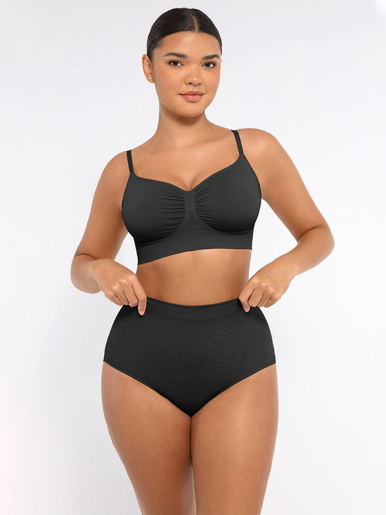 Wholesale Seamless High-Waist Tummy Control Antibacterial Peach Hip Brief
