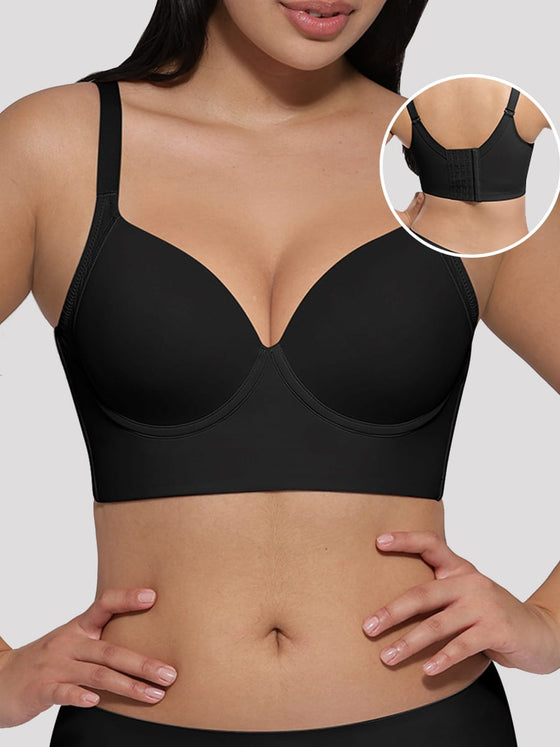 Wholesale Black Underwire Push-Up Sculpting Uplift Hide Back Fat Full Coverage Bra SPU