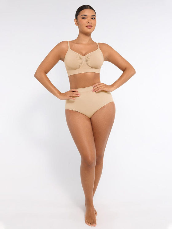 Wholesale Seamless High-Waist Tummy Control Antibacterial Peach Hip Brief