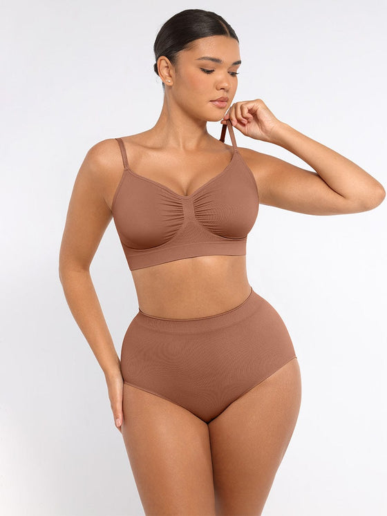 Wholesale Seamless High-Waist Tummy Control Antibacterial Peach Hip Brief