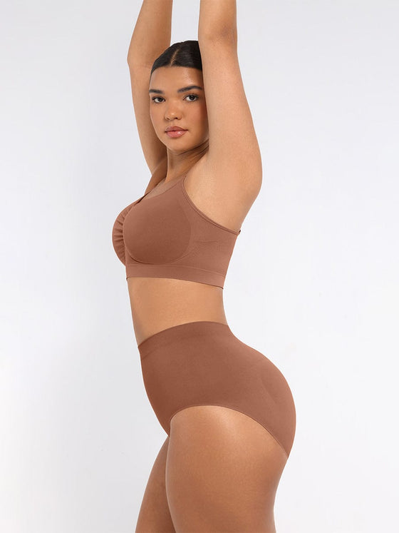 Wholesale Seamless High-Waist Tummy Control Antibacterial Peach Hip Brief
