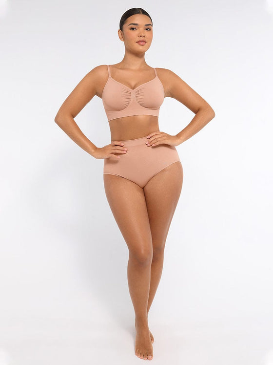 Wholesale Seamless High-Waist Tummy Control Antibacterial Peach Hip Brief