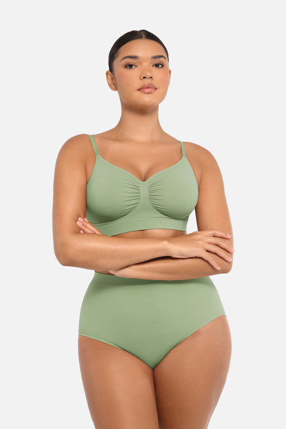 Wholesale Seamless High-Waist Tummy Control Antibacterial Peach Hip Brief