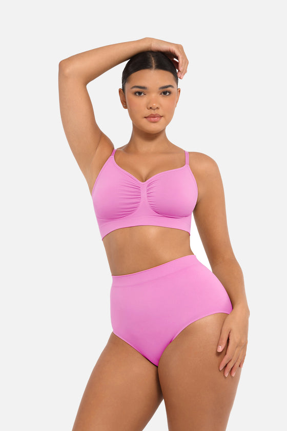 Wholesale Seamless High-Waist Tummy Control Antibacterial Peach Hip Brief