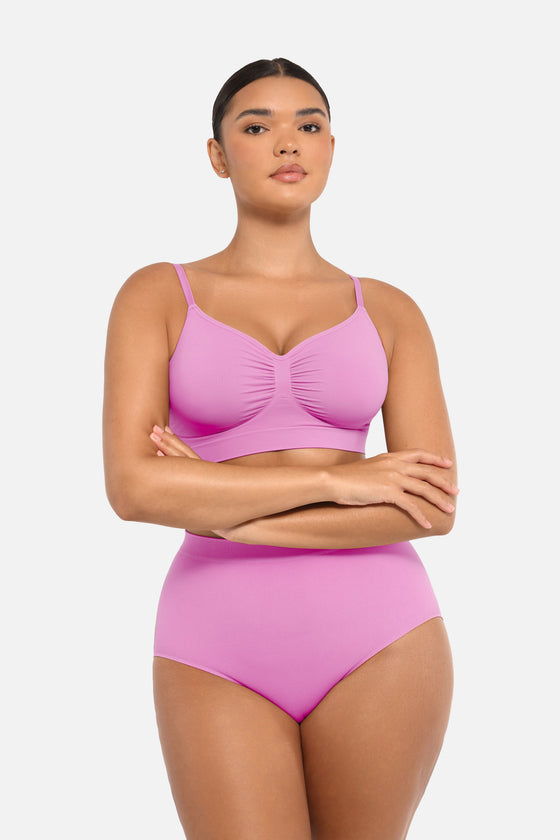 Wholesale Seamless High-Waist Tummy Control Antibacterial Peach Hip Brief