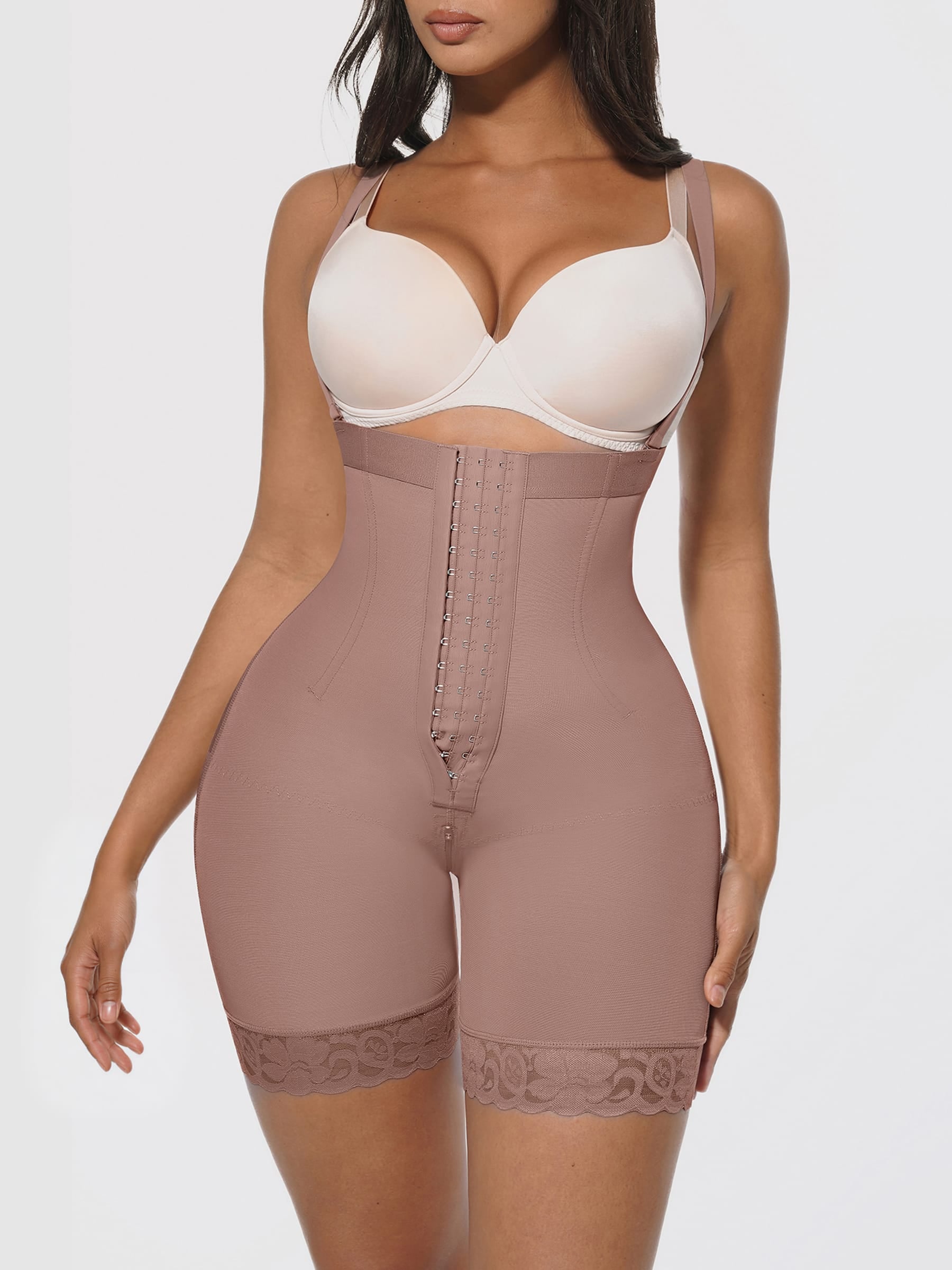 Wholesale Removable Straps Waist & Back Smoothing Shaper 4 Long Steel Bones Hourglass Faja Shapewear SPU