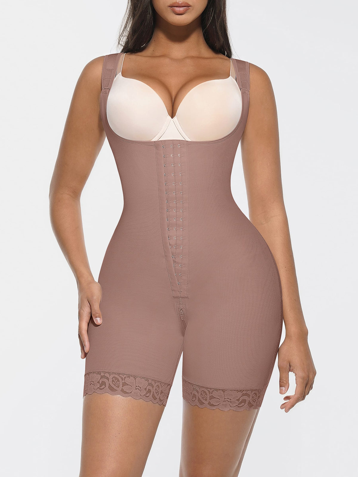 Wholesale Wide Straps U-shaped Bust Support Cross-Back & Waist Shaping Butt Lift Body Shaper SPU