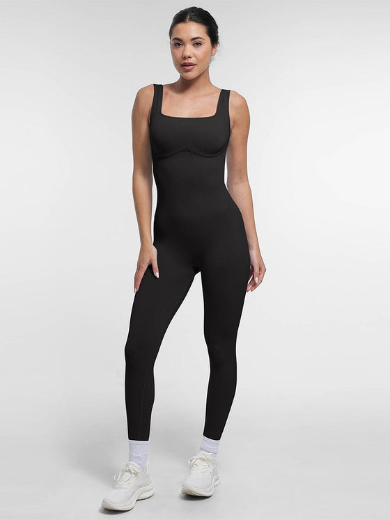 Wholesale Seamless Square Neck U-Shaped Back Design Shaping Jumpsuit